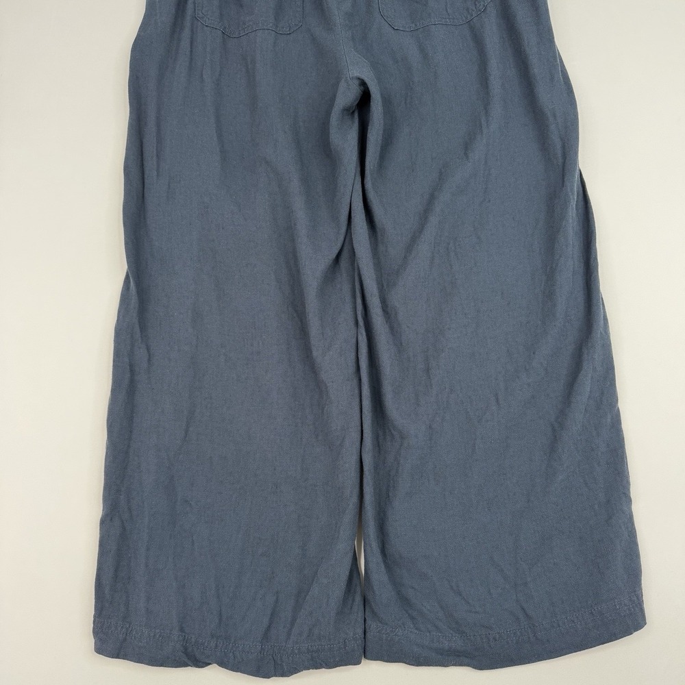 Splendid Angie Crop Wide Leg Linen Blend Pants Navy Drawstring Large - Picture 6 of 14